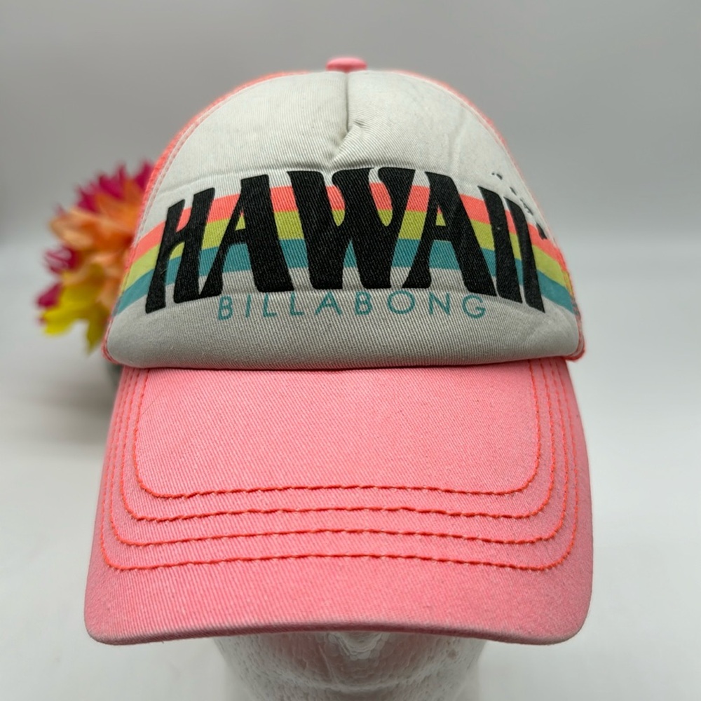 Billabong Hawaii Trucker Hat Adjustable Pink Rainbow HT5996H